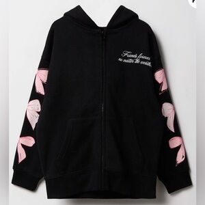 Stylish Black Kids Hoodie with Pink laces Design